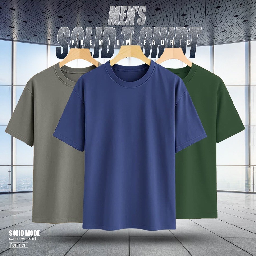 3 PCS PREMIUM SOLID DROP SHOULDER T-SHIRT FOR MEN'S(Surma,Navy,Green)