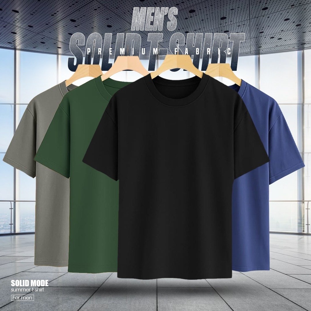 4 PCS PREMIUM SOLID DROP SHOULDER T-SHIRT FOR MEN'S(Surma,Black,Green,Navy)